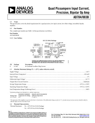 AD704 datasheet cover page