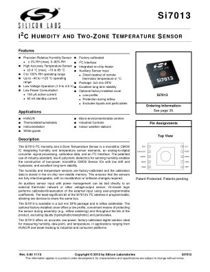 SI7013-A10-GM1 datasheet cover page