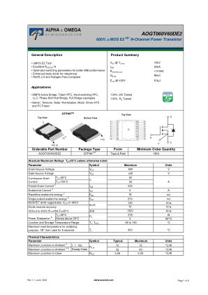 AOGT060V60DE2 数据手册首页