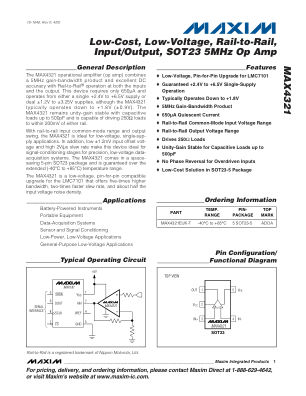 MAX4321 datasheet cover page