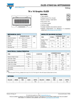 OLED076H016AWPP5N00000 datasheet cover page
