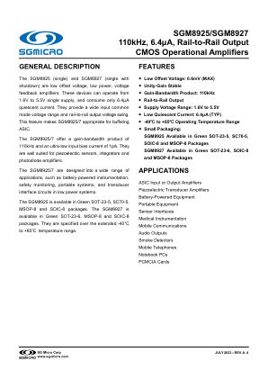 SGM8925 datasheet cover page