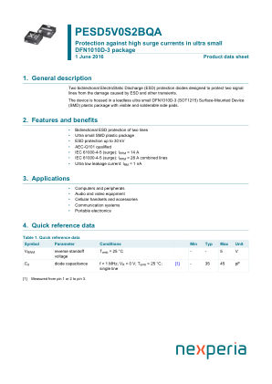 PESD5V0S2BQAZ datasheet cover page