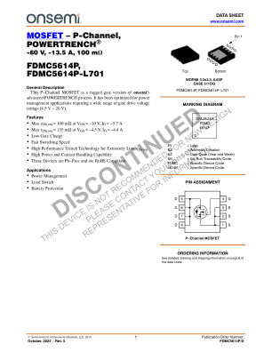 FDMC5614P 数据手册首页