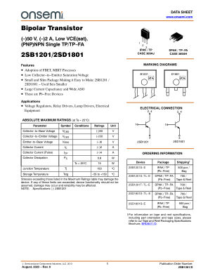 2SB1201 datasheet cover page