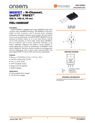 FDL100N50F datasheet cover page