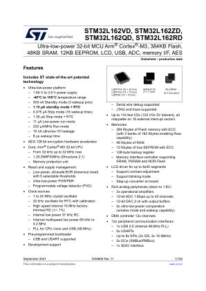 STM32L162VD 数据手册首页