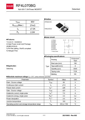RF4L070BG datasheet cover page