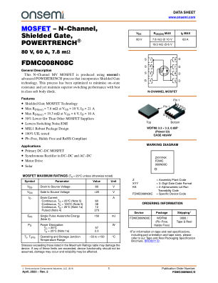 FDMC008N08C datasheet cover page