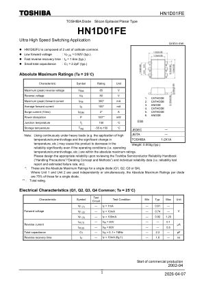 HN1D01FE 数据手册首页