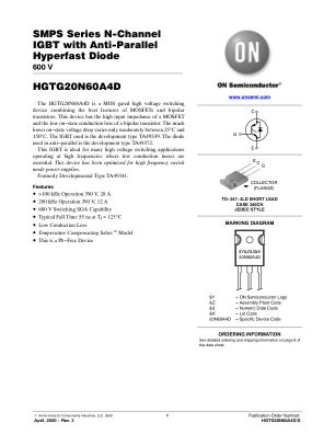 HGTG20N60A4D datasheet cover page