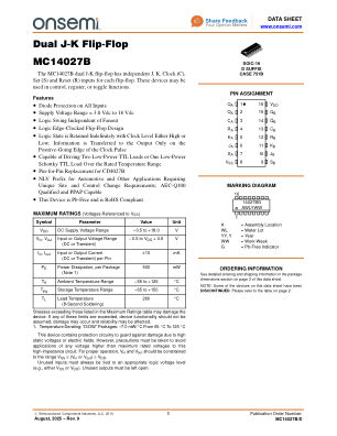 MC14027B 数据手册首页