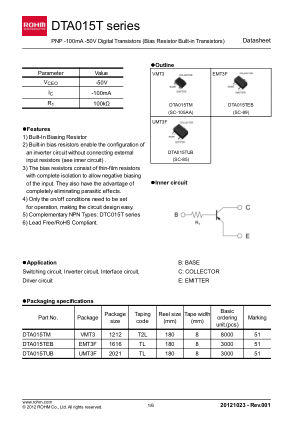 DTA015TUB datasheet cover page