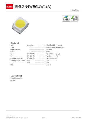 SMLZN4WBGUW datasheet cover page