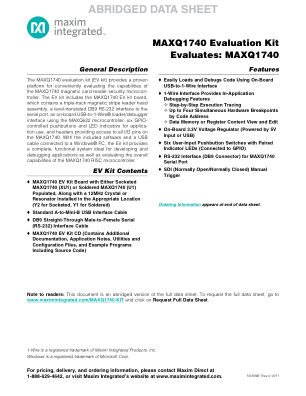 MAXQ1740-KIT datasheet cover page