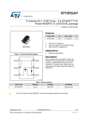 STT3P2UH7 datasheet cover page