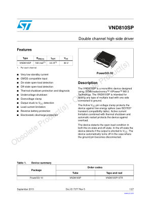 VND810SP 数据手册首页