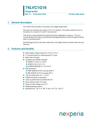 74LVC1G16GFH datasheet cover page