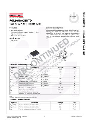 FGL60N100BNTD datasheet cover page