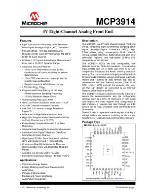 MCP3914A1-E 数据手册首页