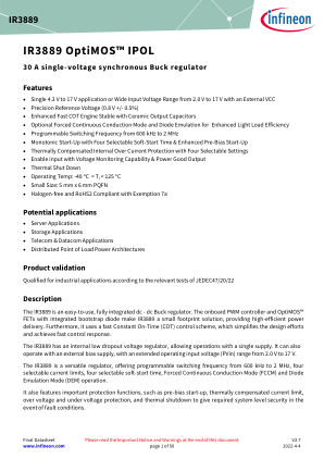 IR3889MTRPBF datasheet cover page
