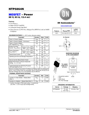 NTP5864N datasheet cover page