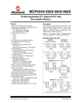 MCP4561-502E 数据手册首页