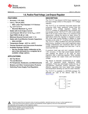 TLV1171 datasheet cover page