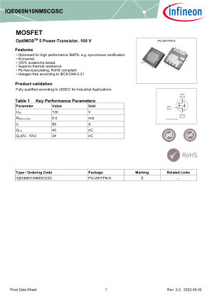 IQE065N10NM5CGSC 数据手册首页