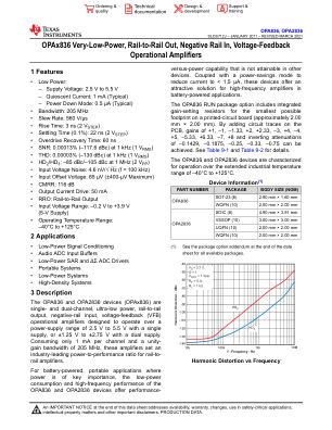 OPA836 datasheet cover page