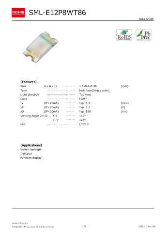 SML-E12P8W 数据手册首页