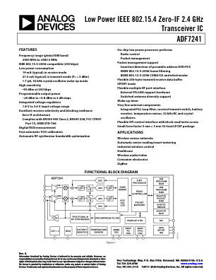 ADF7241 数据手册首页