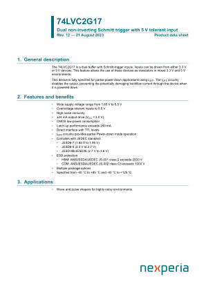 74LVC2G17GW datasheet cover page
