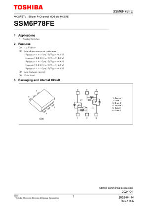 SSM6P78FE datasheet cover page