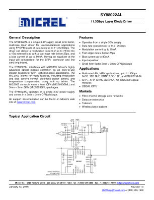 SY88022ALMG-TR datasheet cover page
