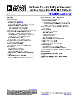 ADUCM360 数据手册首页