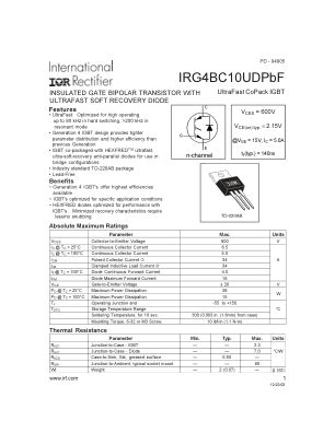 IRG4BC10UD 数据手册首页