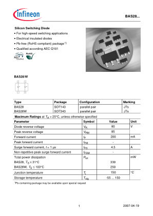 BAS28 datasheet cover page