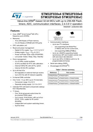 STM32F030x4-x6-x8-xC 数据手册首页