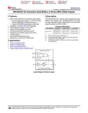 SN74AC541-Q1 数据手册首页