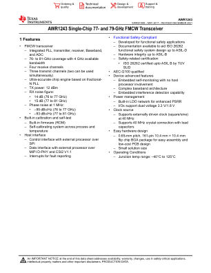 AWR1243 数据手册首页