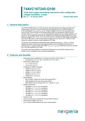 74AVC16T245DGV-Q100118 datasheet cover page