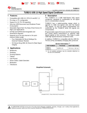 TUSB212 datasheet cover page