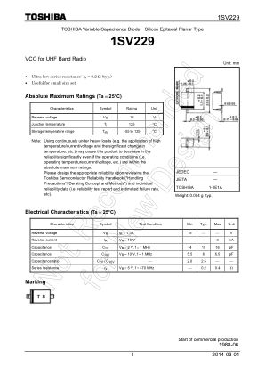 1SV229 数据手册首页