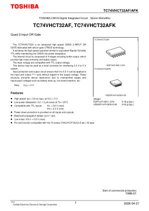 TC74VHCT32AFK datasheet cover page