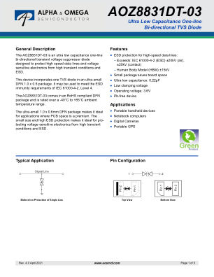 AOZ8831DT-03 datasheet cover page