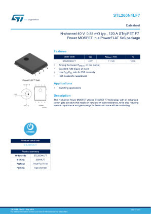 STL260N4LF7 datasheet cover page