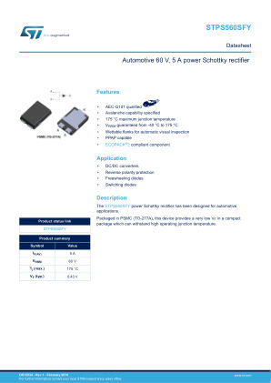 STPS560SFY datasheet cover page