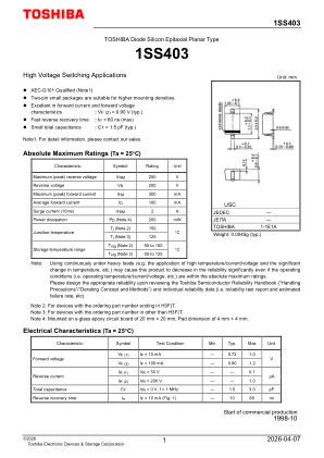 1SS403 数据手册首页