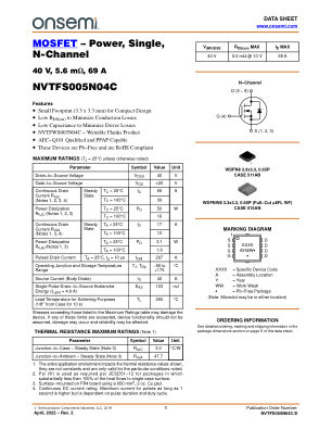 NVTFS005N04C 数据手册首页
